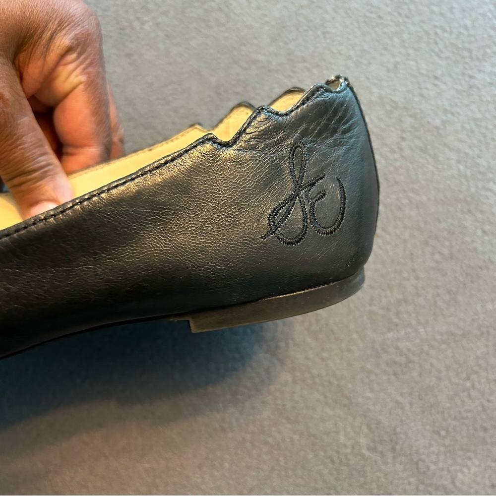 Sam Edelman Finnegan Black Leather Loafers with Scalloped Design Size 10M - Picture 13 of 13